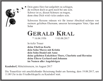 Traueranzeige von Gerald Kral