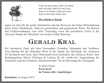 Traueranzeige von Gerald Kral