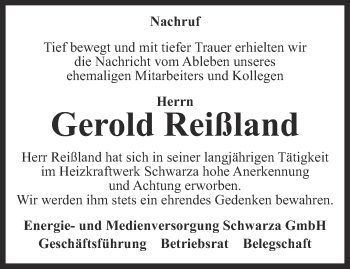 Traueranzeige von Gerold Reißland