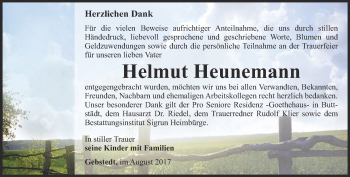 Traueranzeige von Helmut Heunemann von Thüringer Allgemeine, Thüringische Landeszeitung