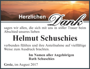 Traueranzeige von Helmut Schuschies