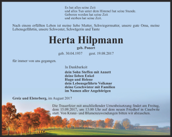 Traueranzeige von Herta Hilpmann