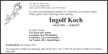 Traueranzeige von Ingolf Koch von Thüringer Allgemeine