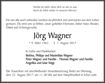 Traueranzeige von Jörg Wagner