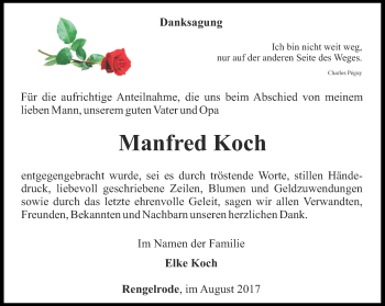Traueranzeige von Manfred Koch von Thüringer Allgemeine
