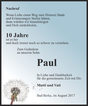Traueranzeige von Paul Schwarze von Thüringer Allgemeine, Thüringische Landeszeitung