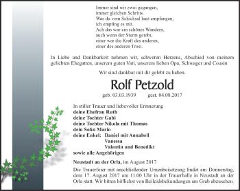 Traueranzeige von Rolf Petzold