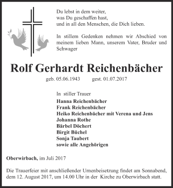 Traueranzeige von Rolf Gerhardt Reichenbächer