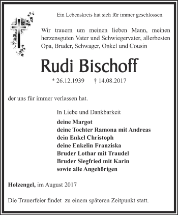 Traueranzeige von Rudi Bischoff von Thüringer Allgemeine