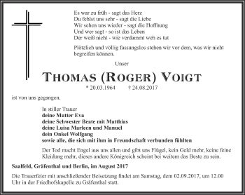 Traueranzeige von Thomas Voigt