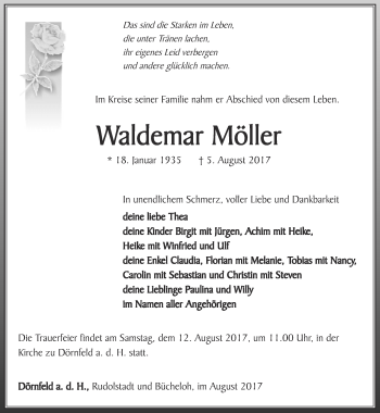 Traueranzeige von Waldemar Möller von Ostthüringer Zeitung