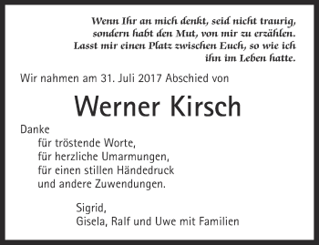 Traueranzeige von Werner Kirsch