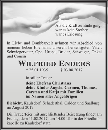 Traueranzeige von Wilfried Enders von Ostthüringer Zeitung