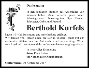 Traueranzeige von Berthold Kurfels