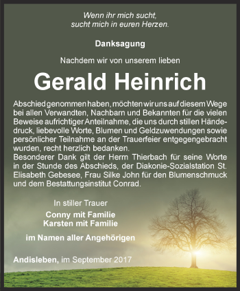 Traueranzeige von Gerald Heinrich von Thüringer Allgemeine, Thüringische Landeszeitung
