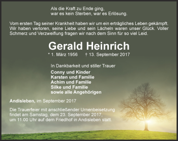 Traueranzeige von Gerald Heinrich von Thüringer Allgemeine, Thüringische Landeszeitung