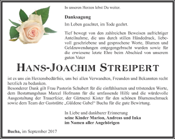 Traueranzeige von Hans-Joachim Streipert