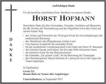 Traueranzeige von Horst Hofmann