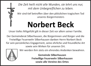 Traueranzeige von Norbert Beck von Thüringer Allgemeine