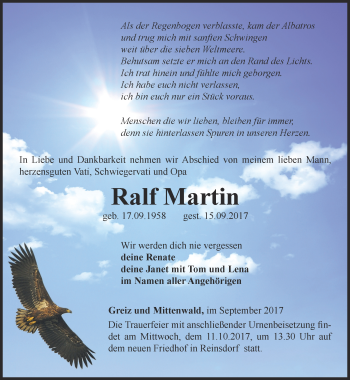 Traueranzeige von Ralf Martin