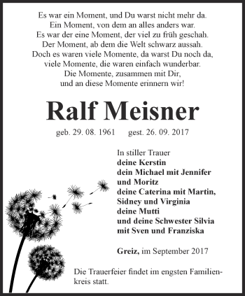 Traueranzeige von Ralf Meisner