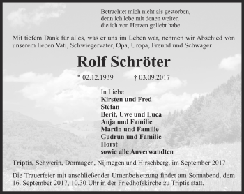 Traueranzeige von Rolf Schröter