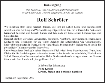 Traueranzeige von Rolf Schröter