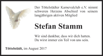 Traueranzeige von Stefan Stamm von Thüringer Allgemeine, Thüringische Landeszeitung