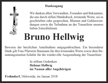 Traueranzeige von Bruno Hellwig von Thüringer Allgemeine