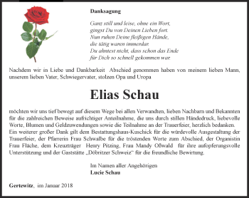 Traueranzeige von Elias Schau von Ostthüringer Zeitung