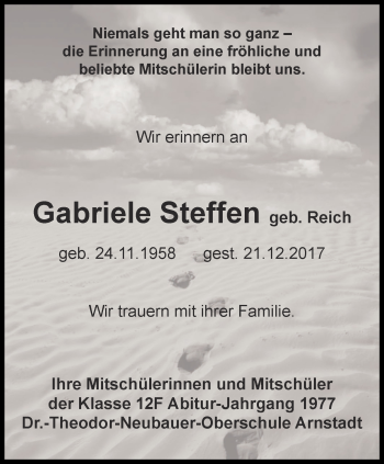 Traueranzeige von Gabriele Steffen von Thüringer Allgemeine