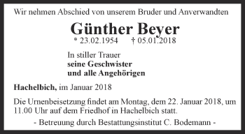 Traueranzeige von Günther Beyer von Thüringer Allgemeine