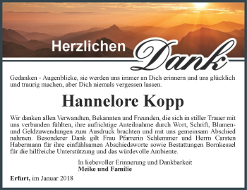 Traueranzeige von Hannelore Kopp