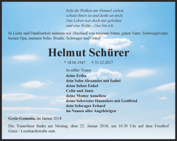 Traueranzeige von Helmut Schürer