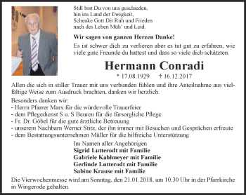 Traueranzeige von Hermann Conradi von Thüringer Allgemeine