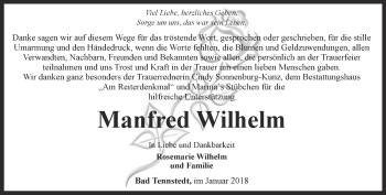 Traueranzeige von Manfred Wilhelm von Thüringer Allgemeine, Thüringische Landeszeitung