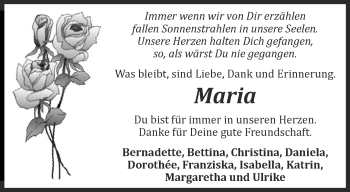 Traueranzeige von Maria  von Thüringer Allgemeine