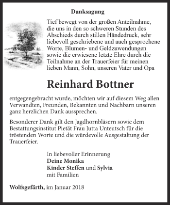 Traueranzeige von Reinhard Bottner von Ostthüringer Zeitung