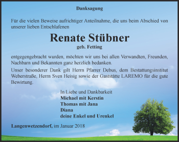 Traueranzeige von Renate Stübner