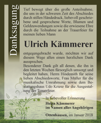 Traueranzeige von Ulrich Kämmerer von Thüringer Allgemeine