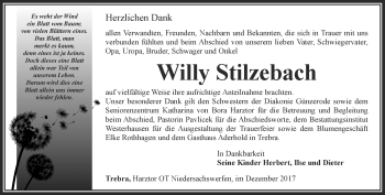 Traueranzeige von Willy Stilzebach von Thüringer Allgemeine