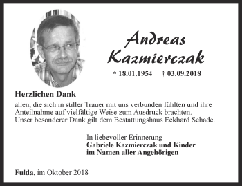 Traueranzeige von Andreas Kazmierczak von Thüringer Allgemeine