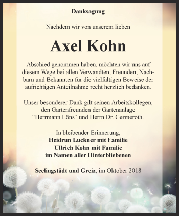 Traueranzeige von Axel Kohn