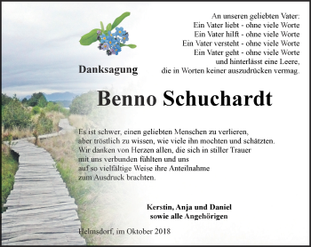 Traueranzeige von Benno Schuchardt von Thüringer Allgemeine