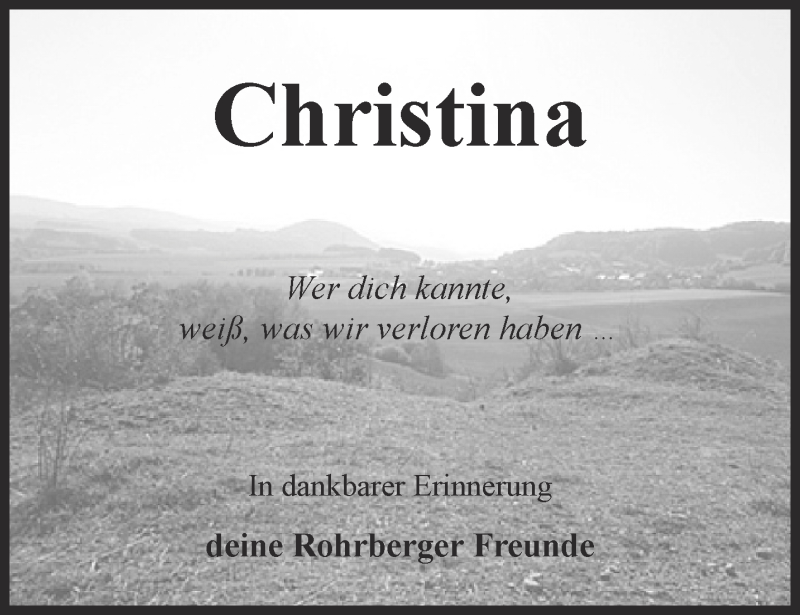  Traueranzeige für Christina Otto vom 18.10.2018 aus Thüringer Allgemeine