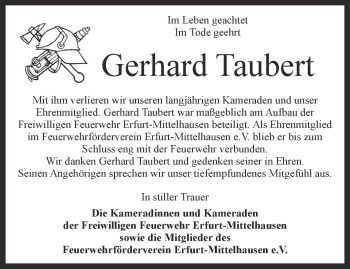 Traueranzeige von Gerhard Taubert