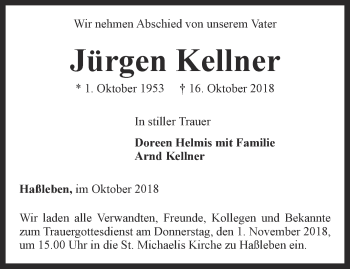 Traueranzeige von Jürgen Kellner von Thüringer Allgemeine, Thüringische Landeszeitung