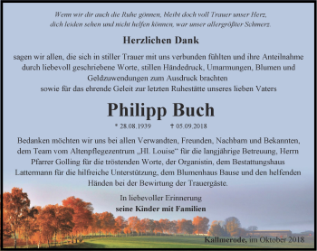 Traueranzeige von Philipp Buch von Thüringer Allgemeine