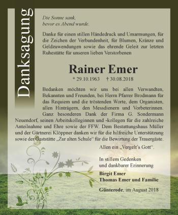 Traueranzeige von Rainer Emer von Thüringer Allgemeine