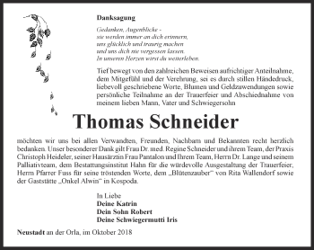 Traueranzeige von Thomas Schneider